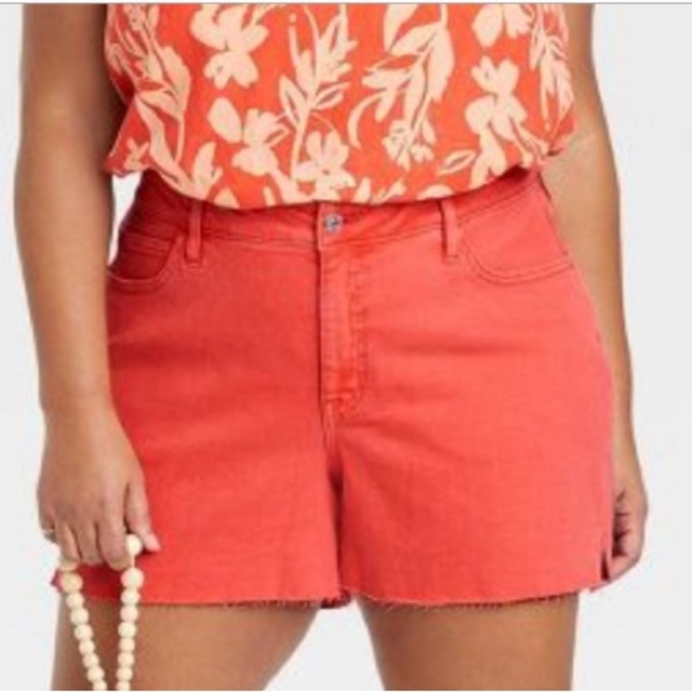 Ava & Viv 18W Women's Orange  High rise Jean Shorts, NWT - Picture 2 of 2